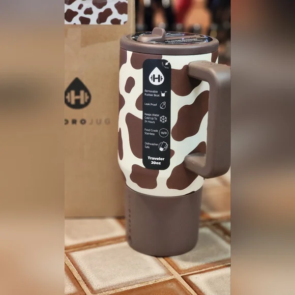 NEW IN BOX HydroJug HOWDY Cow Print Traveler 20oz LIMITED EDITION - Picture 2 of 7